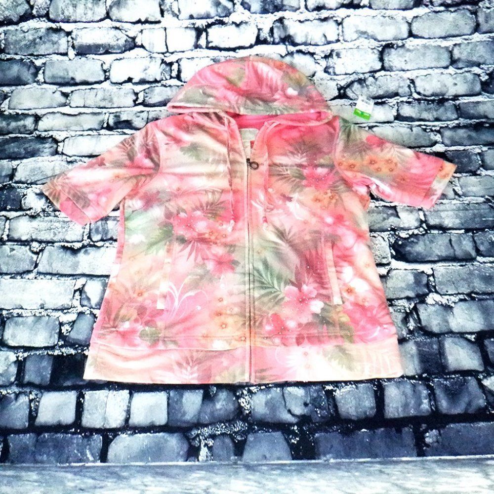 Green Tea springtime floral bling hoodie